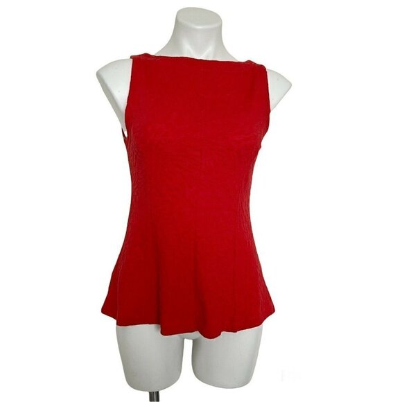 𝅺ANTHROPOLOGIE Peplum Red tank Top blouse XSmall sleeveless spandex - Picture 10 of 10